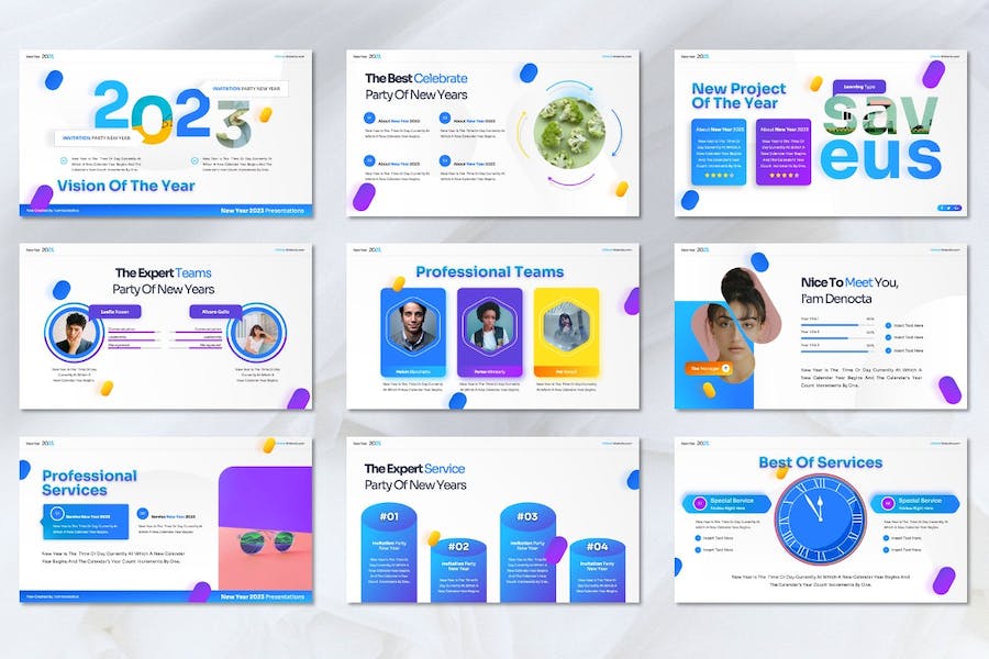 新年派对喜迎新年元旦祝福节日主题PPT模板 - 顶尖PPT