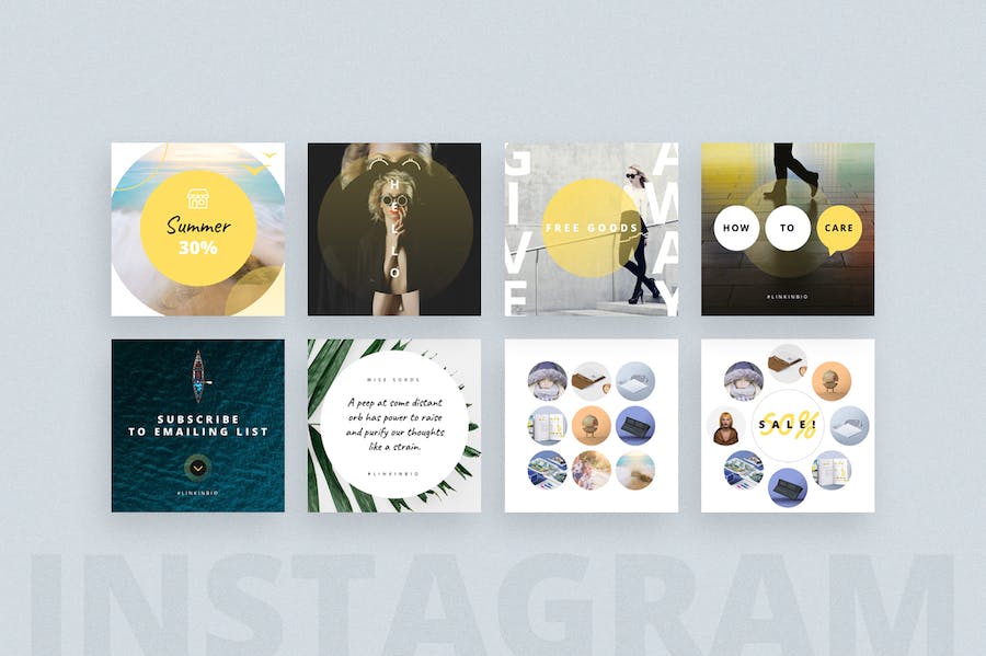 竖版Instagram社交媒体照片墙时尚海报keynote模板 - 顶尖PPT