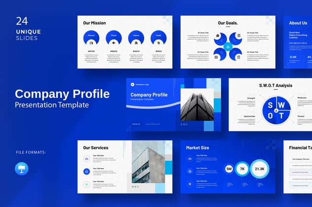 公司简介商务商业蓝色国外keynote模板 - 顶尖PPT