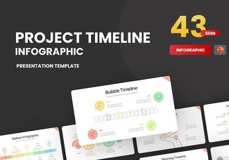 彩色线性时间轴步骤图流程图形PPT模板 - 顶尖PPT