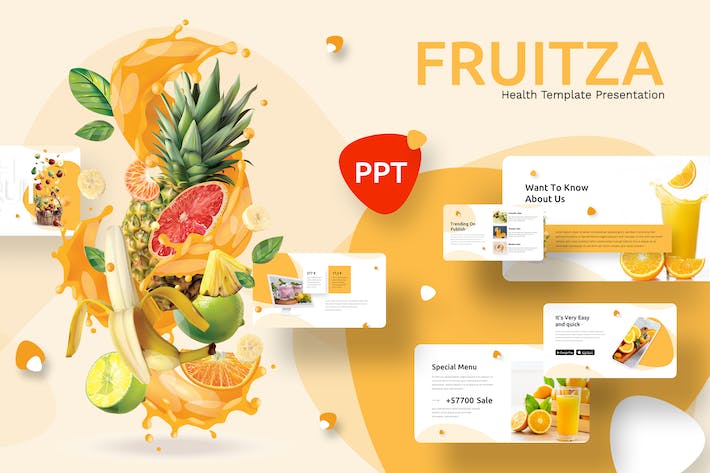 橙色大气有机水果健康养生果汁品牌宣传总结计划P[PT模板 - 顶尖PPT