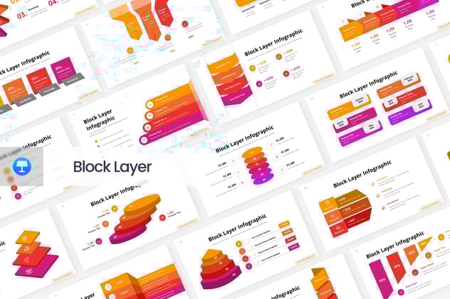 渐变色层级信息图形keynote模板 - 顶尖PPT