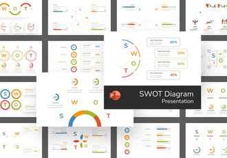 SWOT分析图表展示PPT模板 - 顶尖PPT