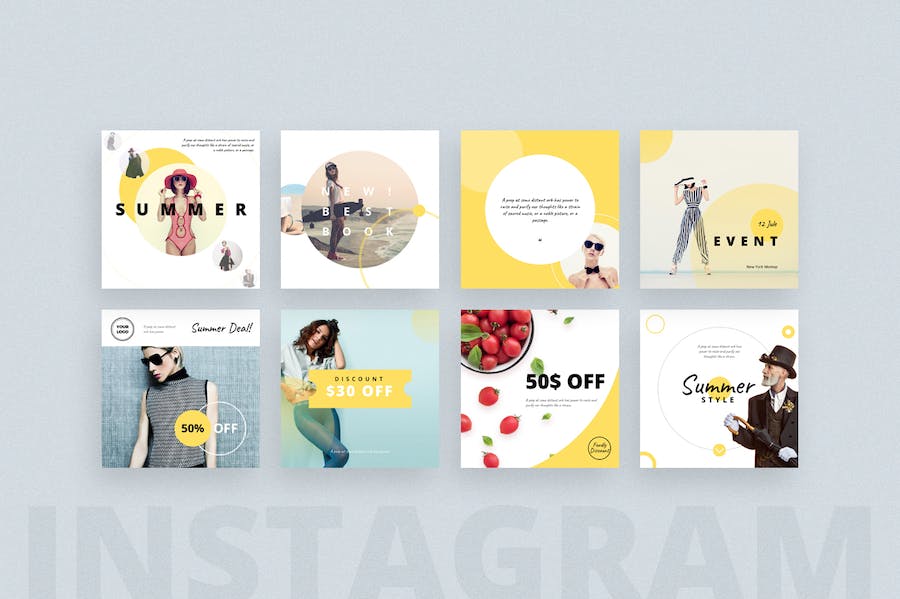 竖版Instagram社交媒体照片墙时尚海报keynote模板 - 顶尖PPT