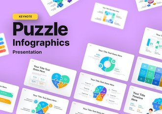 多色彩简单创意拼图信息图形图表keynote模板 - 顶尖PPT