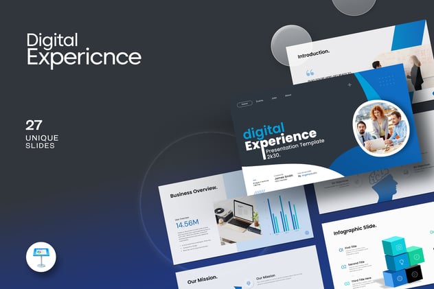 数字体验商务风格图形keynote模板 - 顶尖PPT