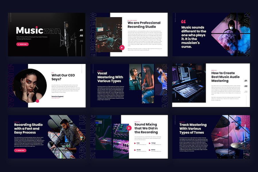 音乐制作人歌手介绍PPT模板 - 顶尖PPT
