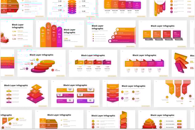 渐变色层级信息图形keynote模板 - 顶尖PPT