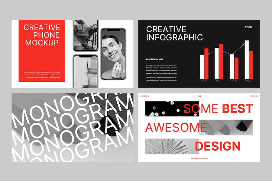 作品集组合展示宣传PPT模板 - 顶尖PPT