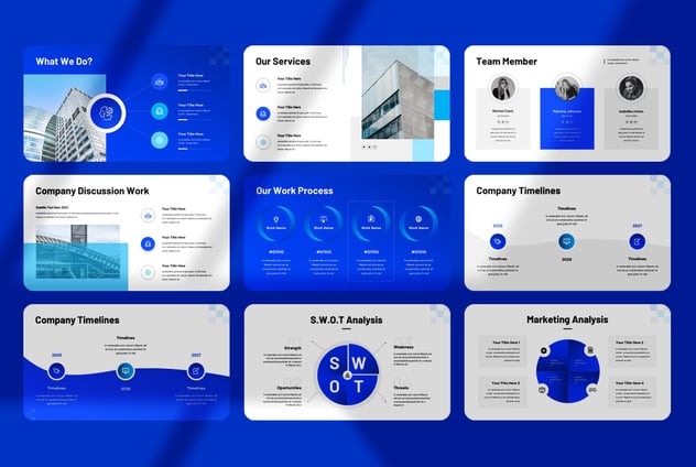 公司简介商务商业蓝色国外keynote模板 - 顶尖PPT