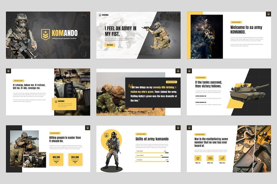 军事教育主题军队作战数据分析单兵武器介绍keynote模板 - 顶尖PPT