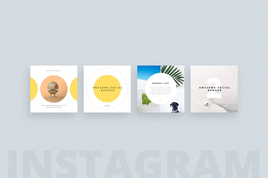 竖版Instagram社交媒体照片墙时尚海报keynote模板 - 顶尖PPT