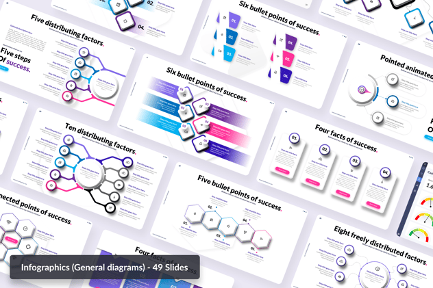 彩色微立体风可视化步骤信息图形PPT模板 - 顶尖PPT