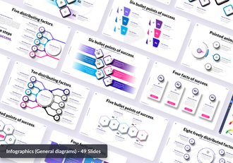 彩色微立体风可视化步骤信息图形PPT模板 - 顶尖PPT