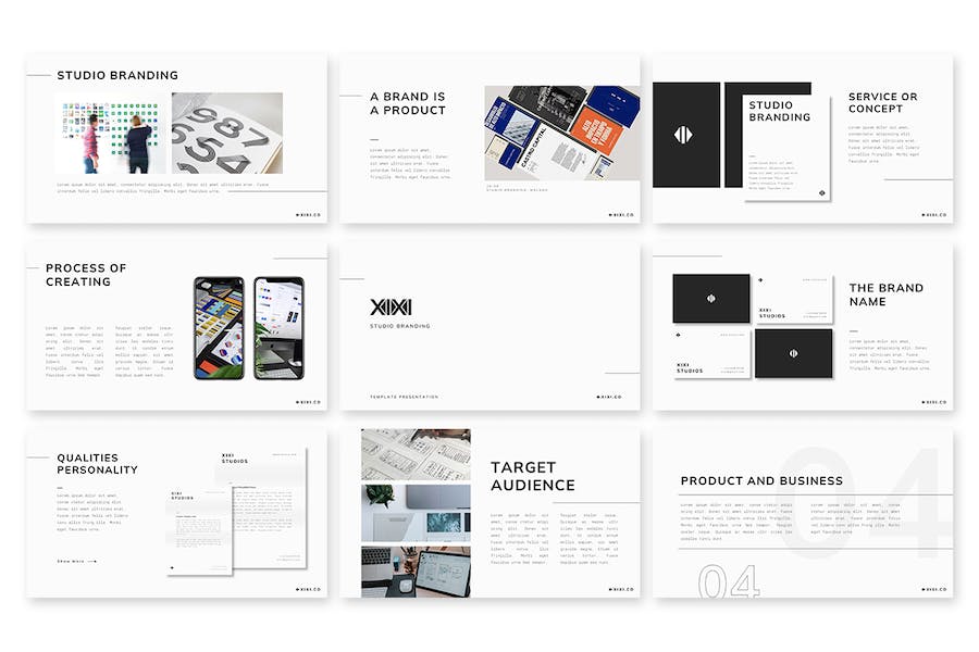 设计师个人作品集黑白极简Keynote模板 - 顶尖PPT