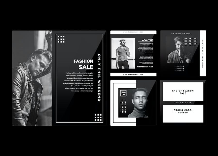 黑色杂志风格社交媒体配图PPT模板 - 顶尖PPT