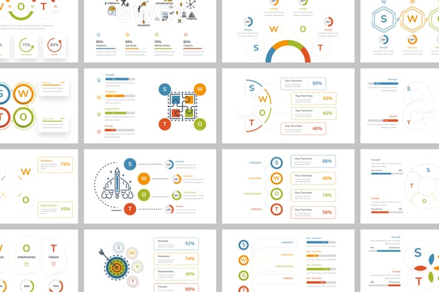 SWOT分析图表展示PPT模板 - 顶尖PPT