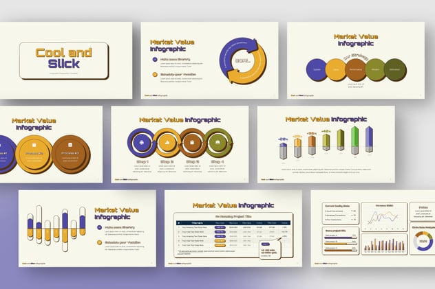 市场价值信息图表PowerPoint模板 - 顶尖PPT