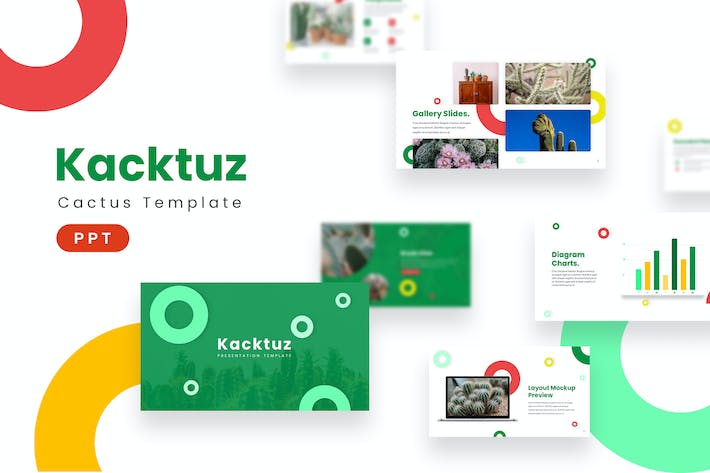 多彩仙人掌图标商业计划书PPT模板 - 顶尖PPT