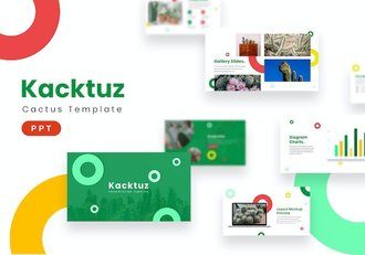 多彩仙人掌图标商业计划书PPT模板 - 顶尖PPT
