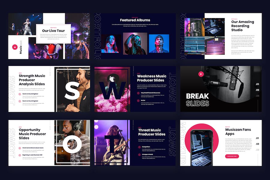 音乐制作人歌手介绍PPT模板 - 顶尖PPT