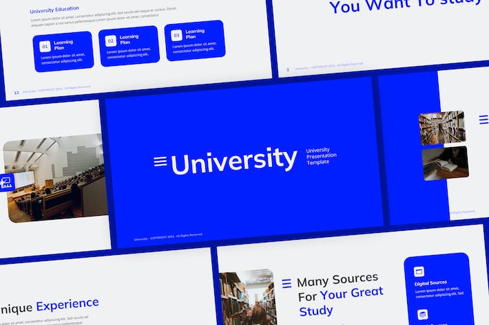 大学蓝色教育课堂PPT模板 - 顶尖PPT