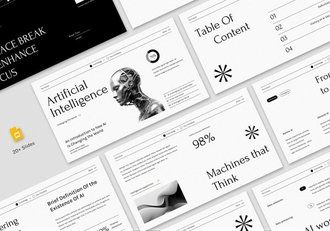 黑白现代人工智能AI PPT模板 - 顶尖PPT