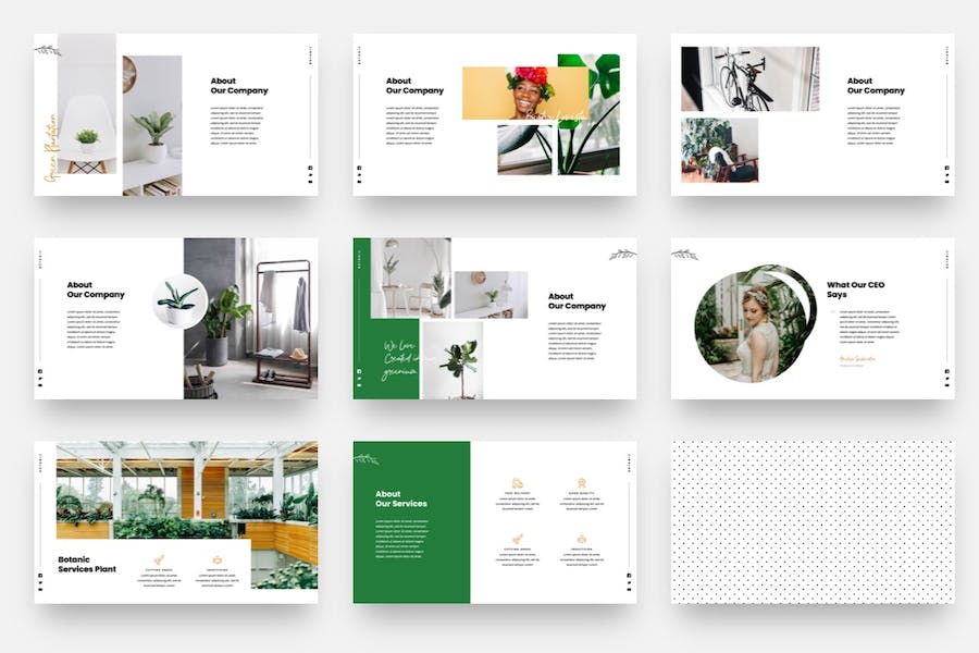 绿色植物园植物展示PPT模板 - 顶尖PPT