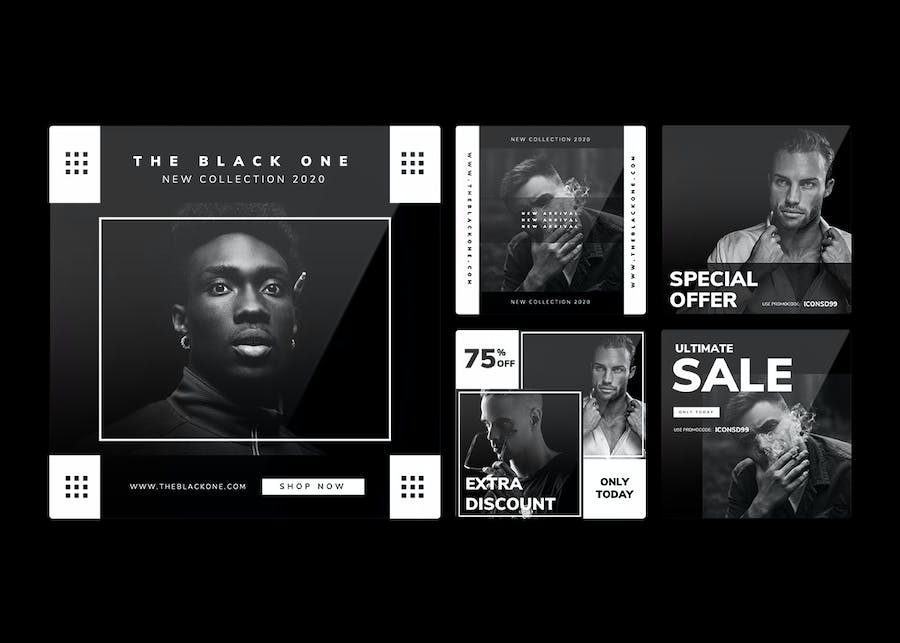 黑色杂志风格社交媒体配图PPT模板 - 顶尖PPT