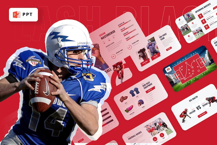 美式橄榄球运动比赛规则球队介绍PPT模板 - 顶尖PPT