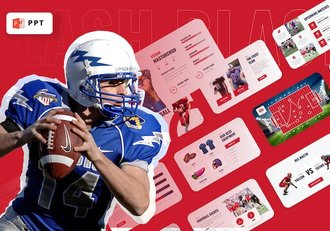 美式橄榄球运动比赛规则球队介绍PPT模板 - 顶尖PPT