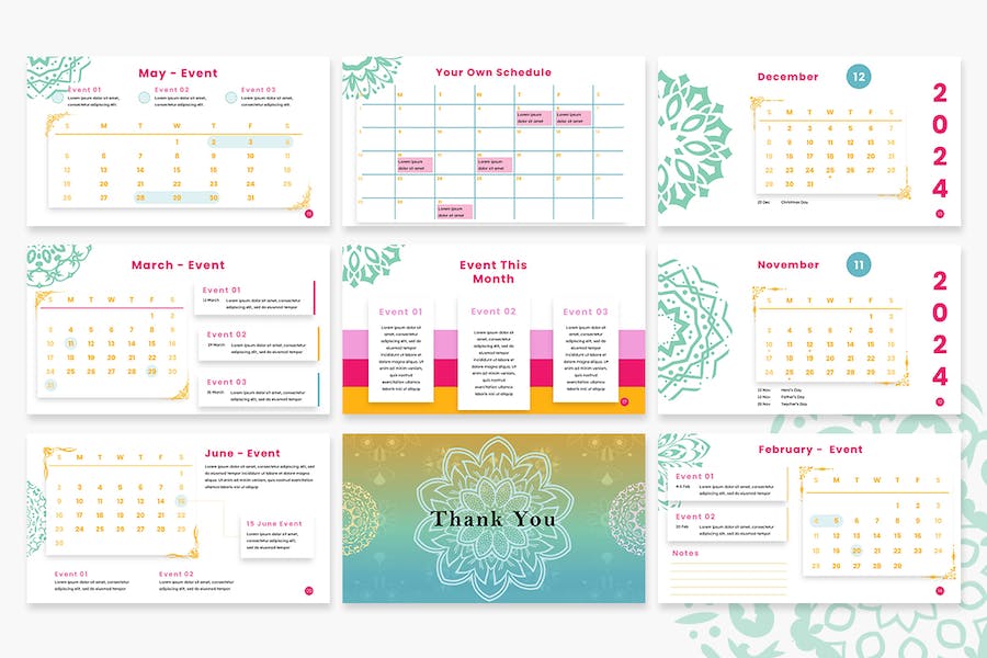 2024年日历keynote模板 - 顶尖PPT