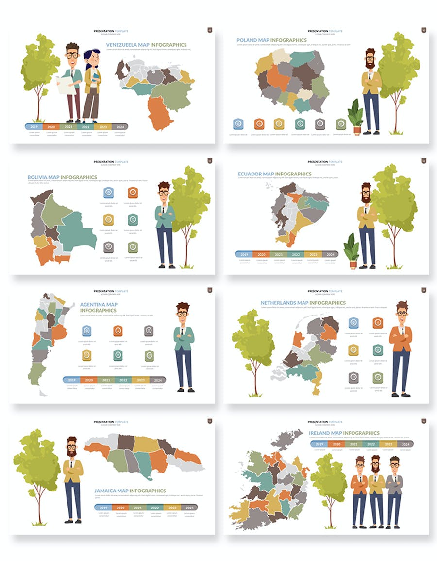 世界每个国家可编辑地图keynote模板 - 顶尖PPT