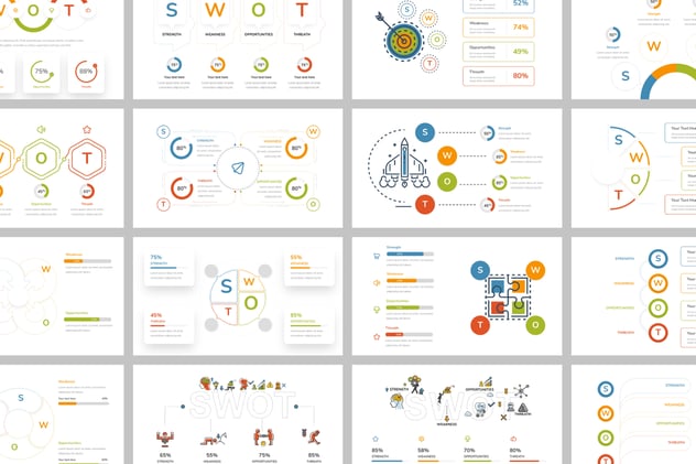SWOT分析图表展示PPT模板 - 顶尖PPT