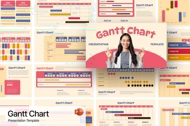 甘特图项目进度管理PPT模板 - 顶尖PPT