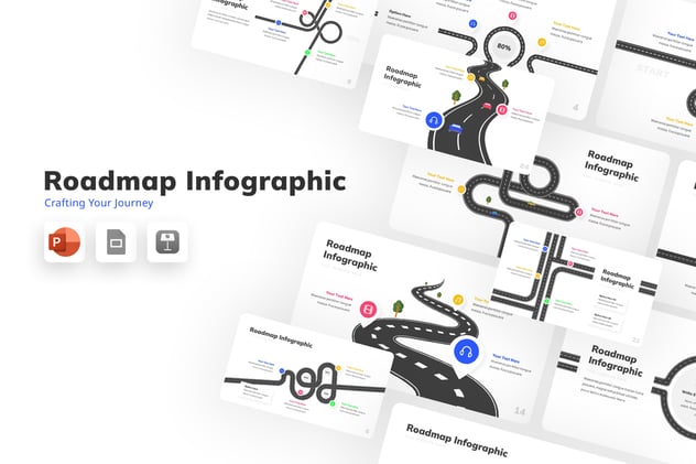 路线图信息图形PPT模板 - 顶尖PPT