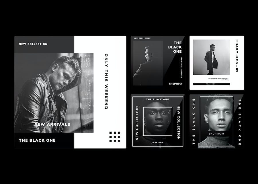 黑色杂志风格社交媒体配图PPT模板 - 顶尖PPT