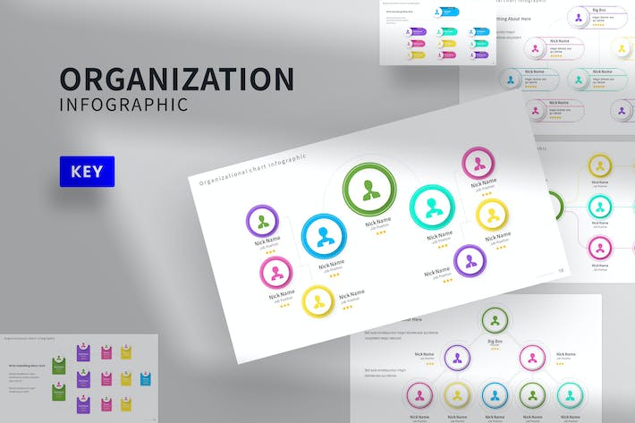 彩色组织信息图表Keynote主题模板 - 顶尖PPT