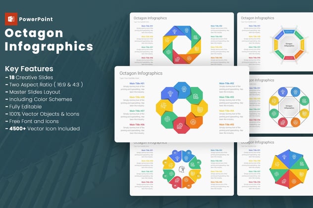 八角形信息图表PowerPoint模板 - 顶尖PPT