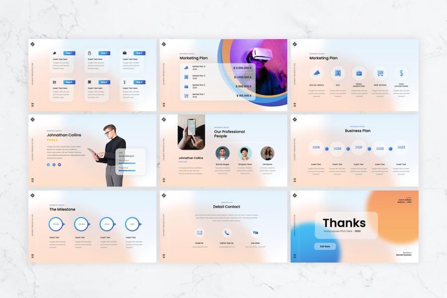 虚化模糊背景欧美科技商务通用keynote模板 - 顶尖PPT