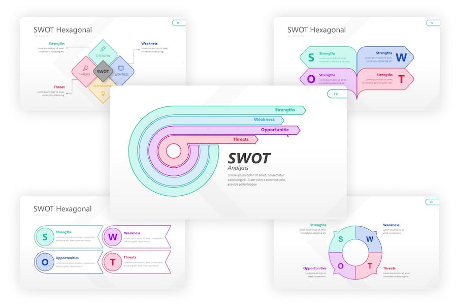 SWOT信息图形图表PPT模板 - 顶尖PPT