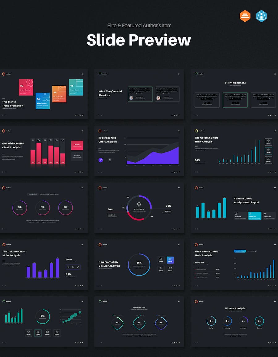 渐变彩色极简商务风格多用途keynote模板 - 顶尖PPT