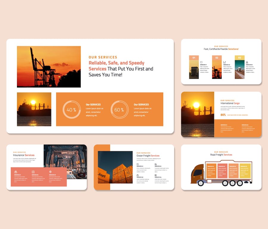 物流运输主题创意展示PPT模板 - 顶尖PPT