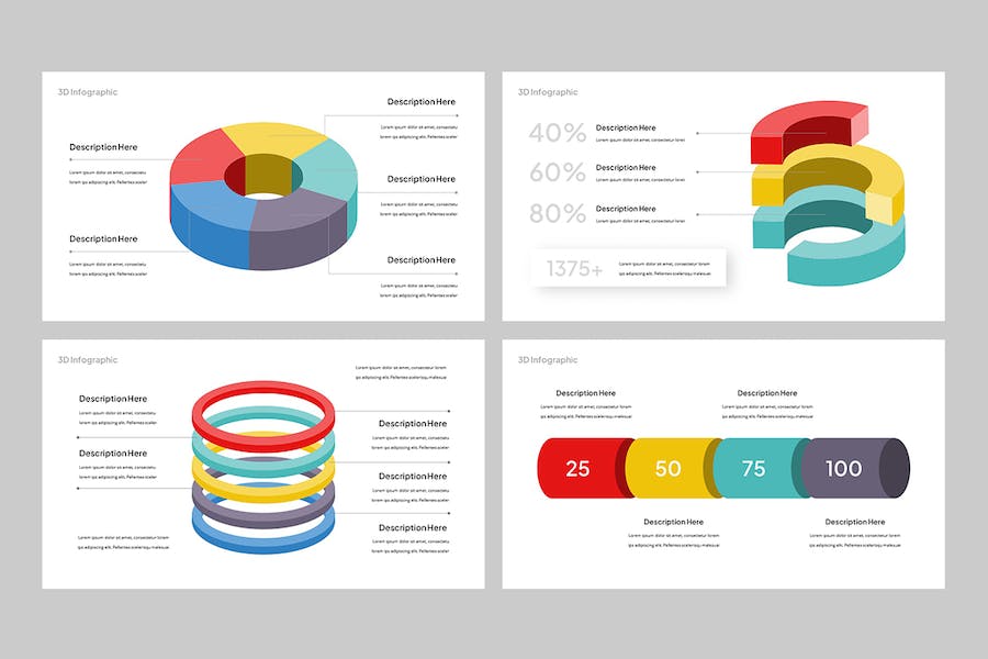 3D立体信息图表数据可视化PPT模板 - 顶尖PPT