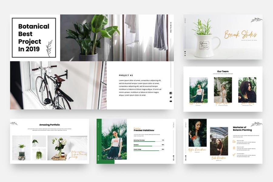 绿色植物园植物展示PPT模板 - 顶尖PPT