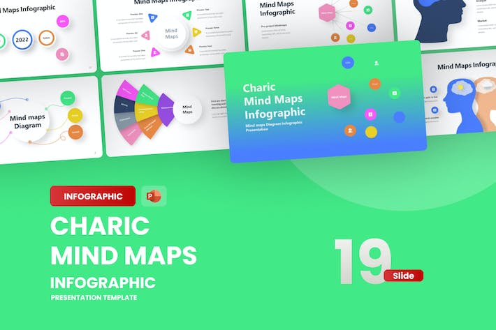 国外创意彩色思维导图PPT图形模板 - 顶尖PPT