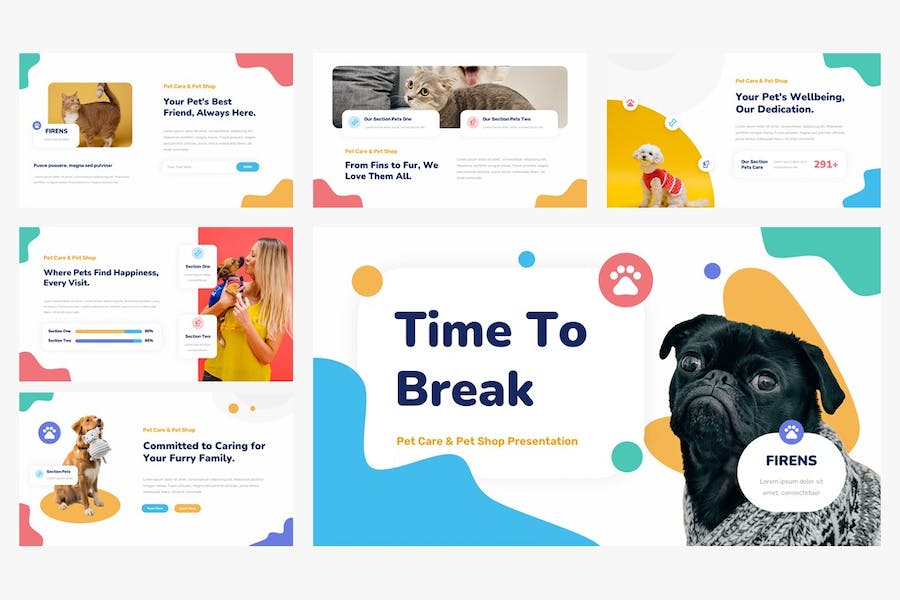 宠物护理宠物店管理Keynote模板 - 顶尖PPT