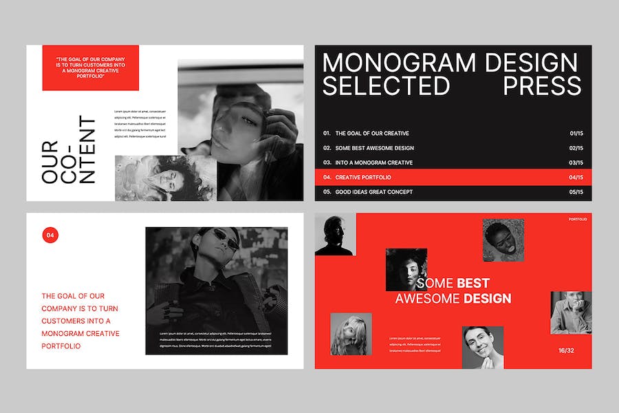 作品集组合展示宣传PPT模板 - 顶尖PPT