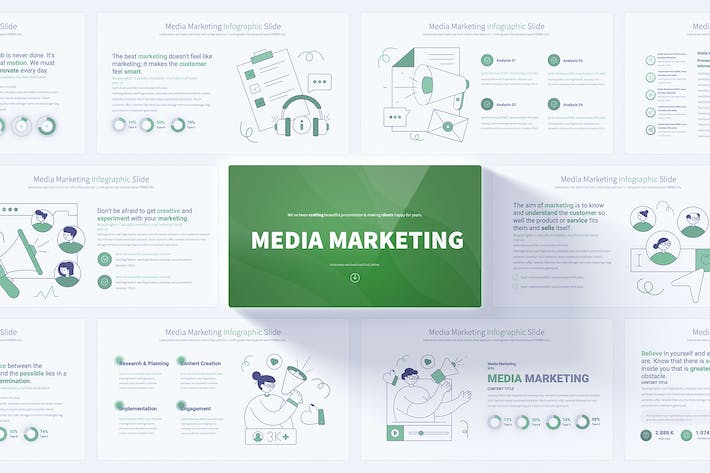 媒体营销信息图形PPT模板 - 顶尖PPT