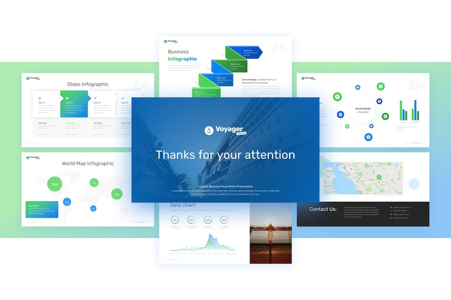 蓝绿配色商务企业介绍通用PPT模板 - 顶尖PPT
